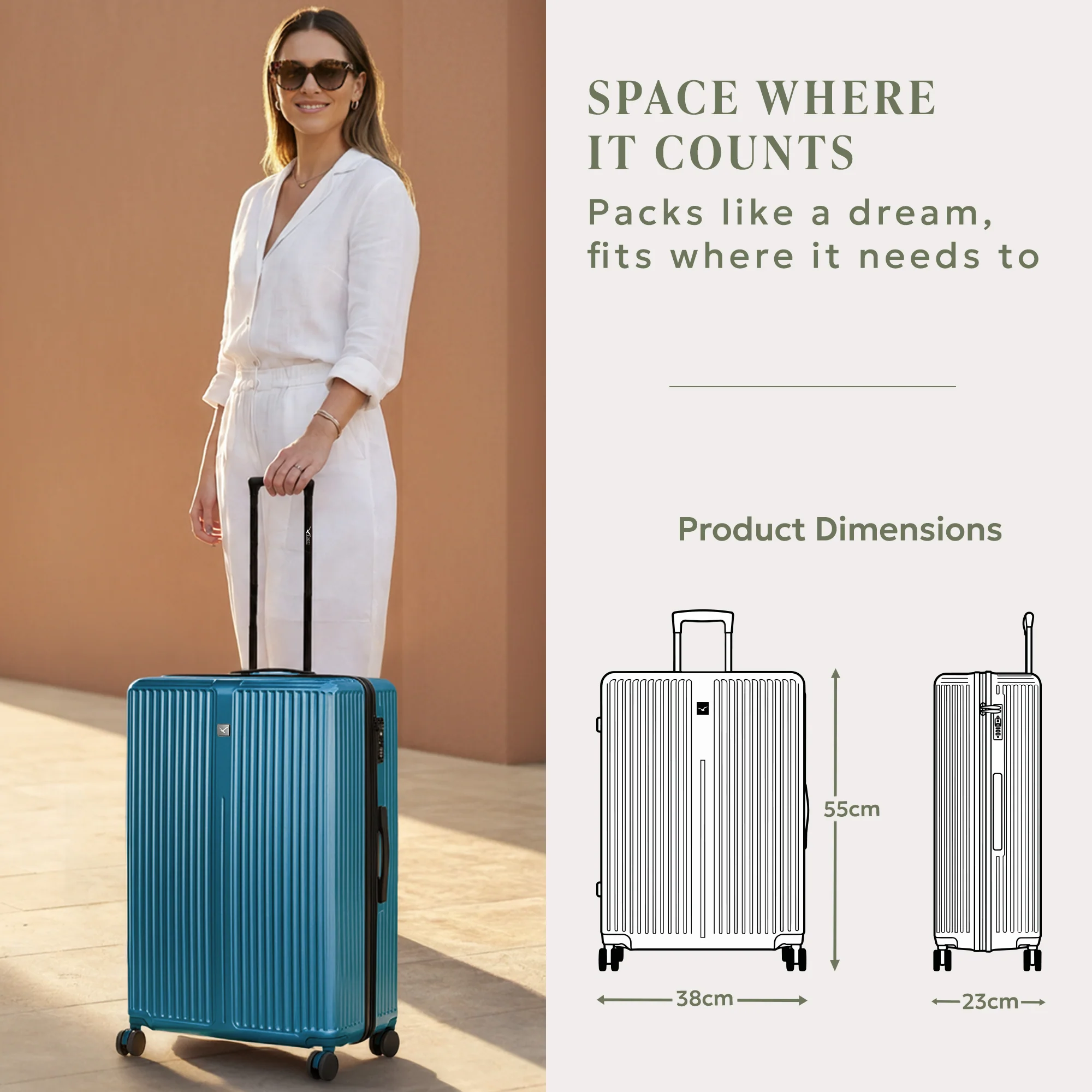 20" Air Glide Cabin Suitcase - Teal - Image 8