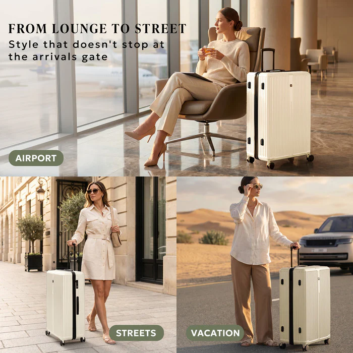28" Air Glide Large Suitcase - Beige - Image 10