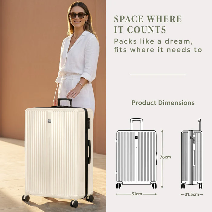 28" Air Glide Large Suitcase - Beige - Image 8