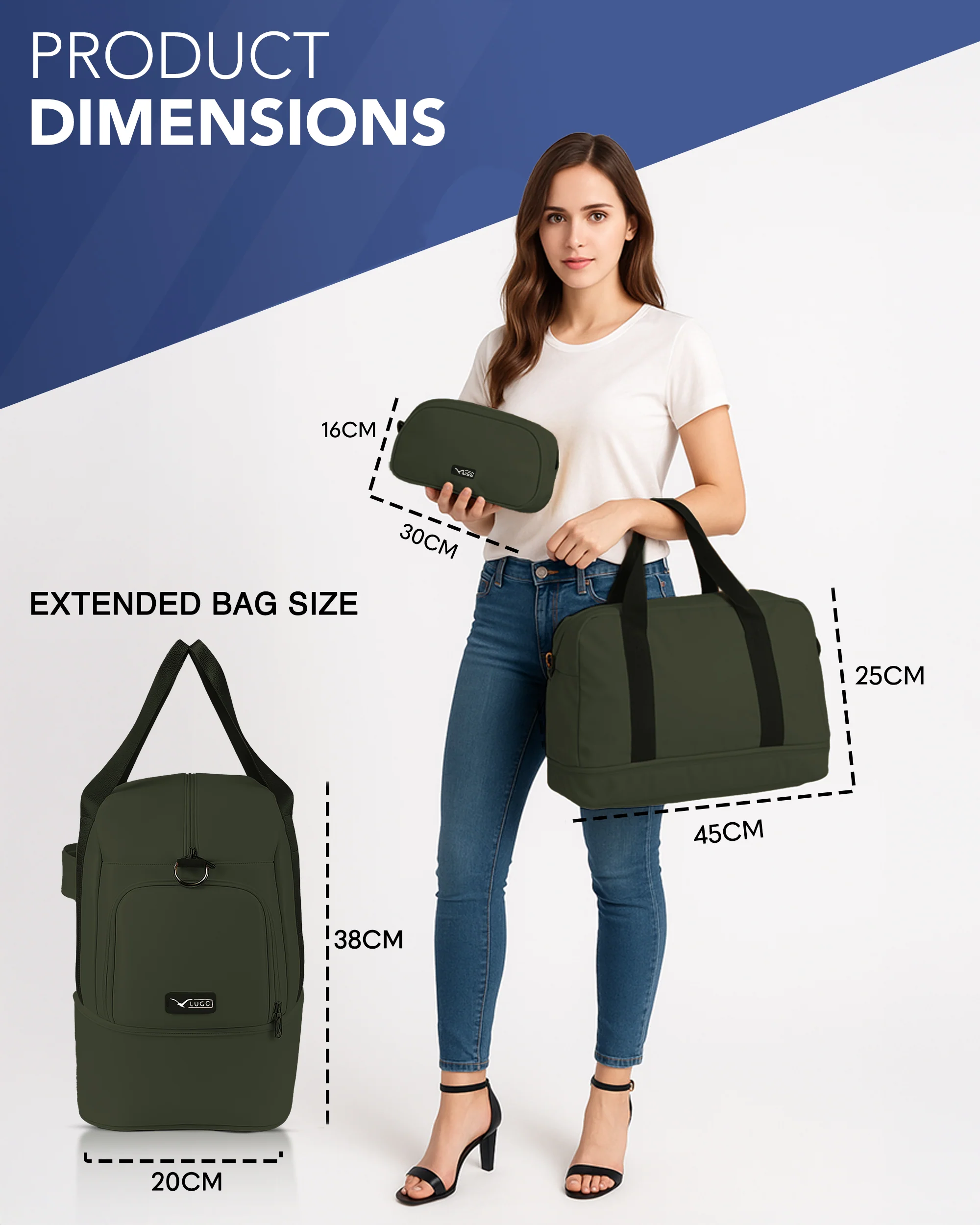 Waterproof Duffle & Toiletry Bag Set - Army Green - Image 3