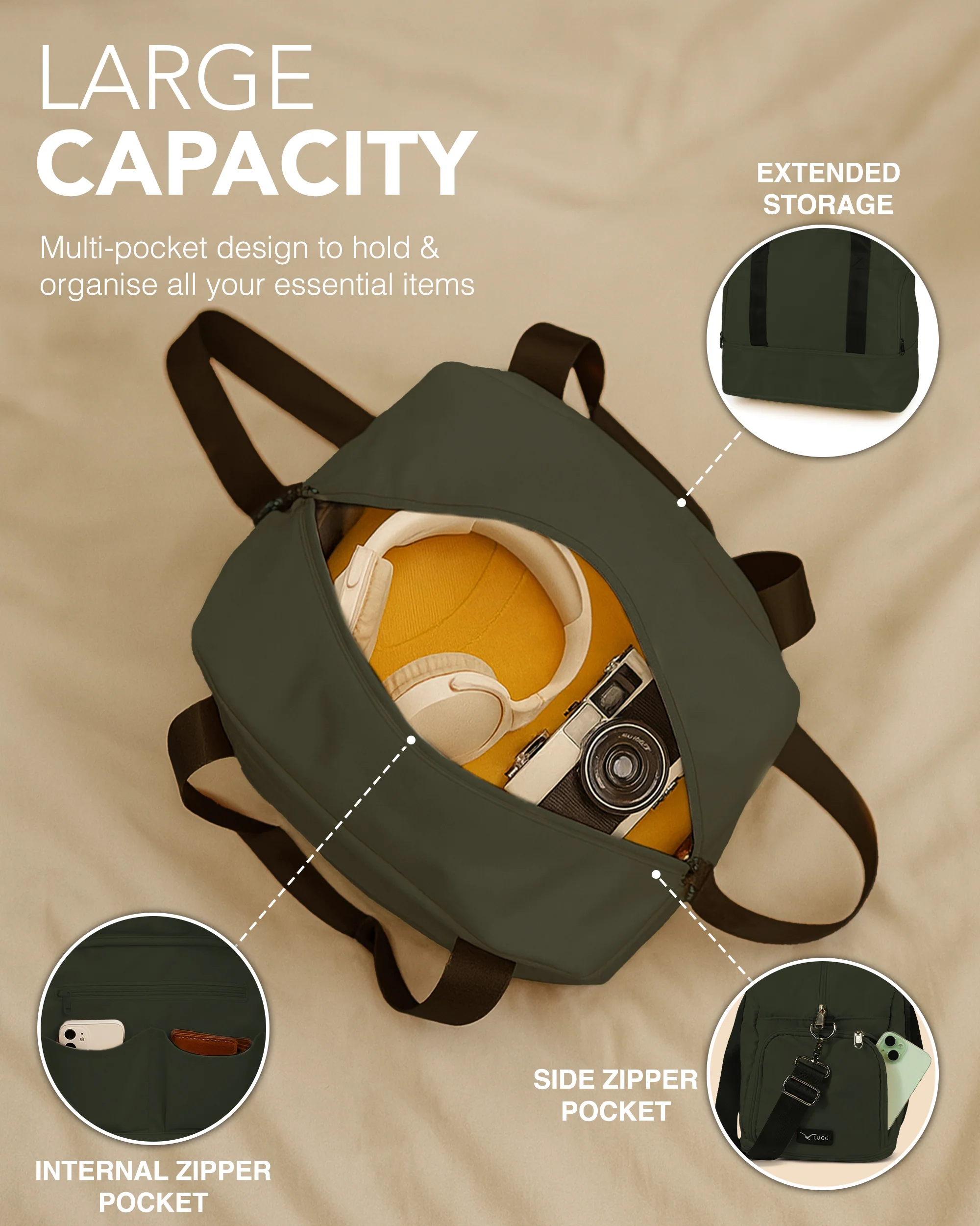 Waterproof Duffle & Toiletry Bag Set - Army Green - Image 6