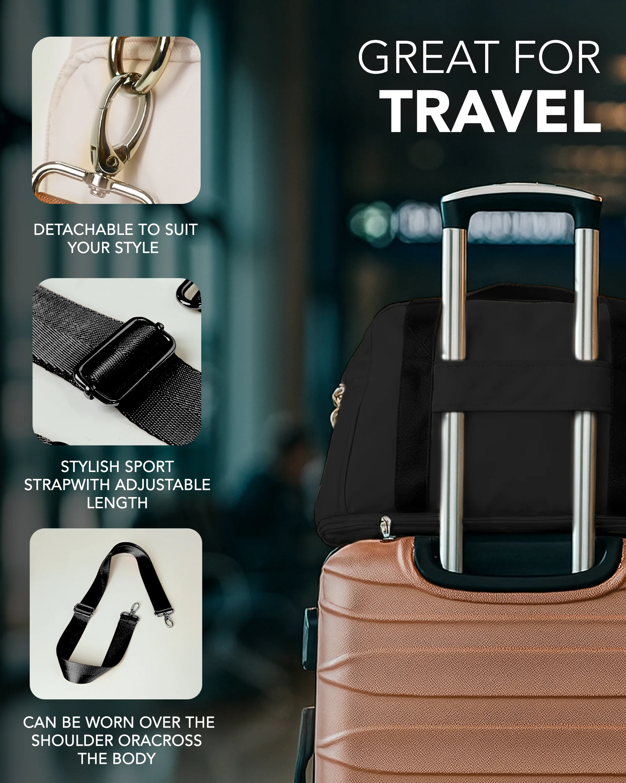 Waterproof Duffle & Toiletry Bag Set - Black - Image 3