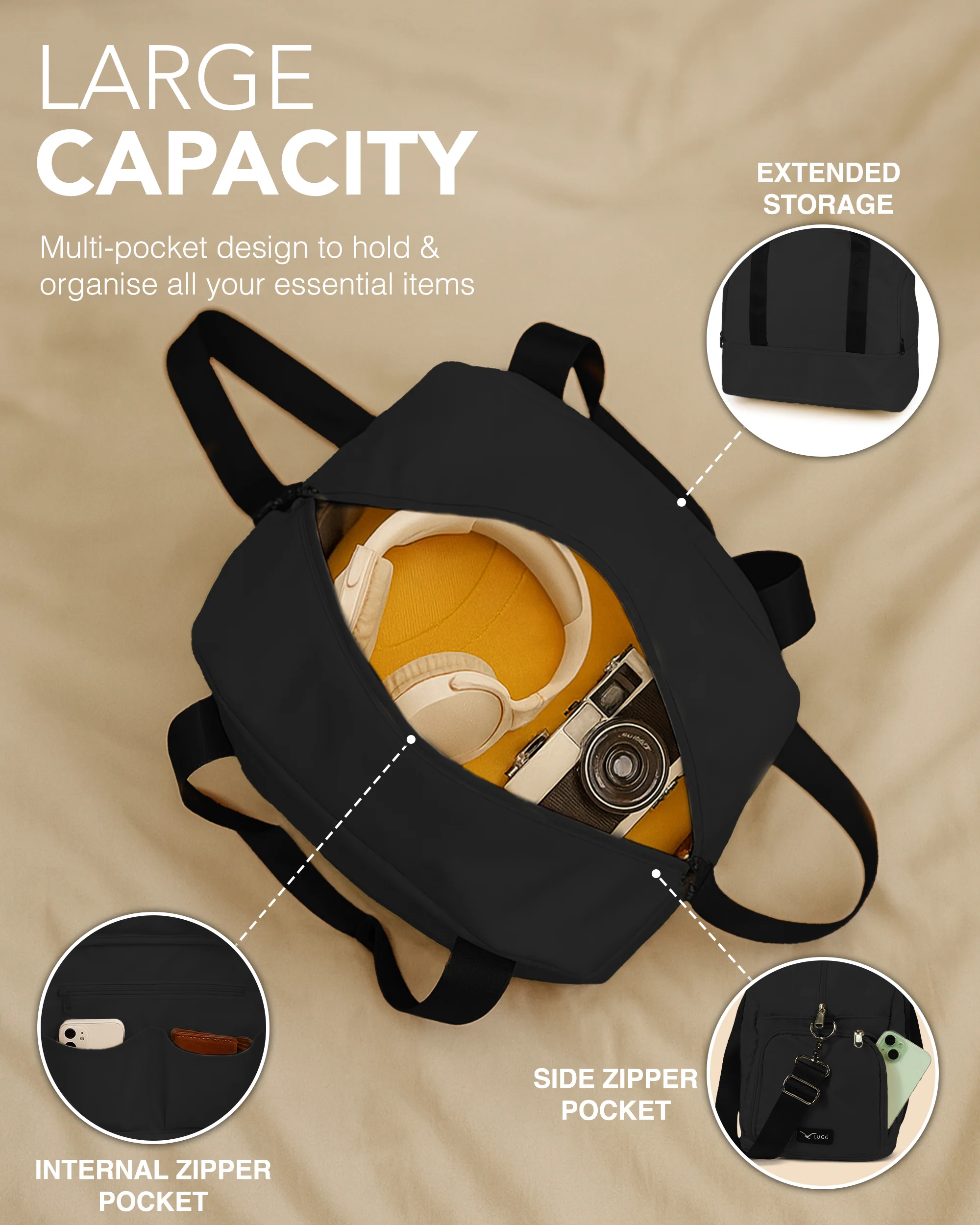 Waterproof Duffle & Toiletry Bag Set - Black - Image 6