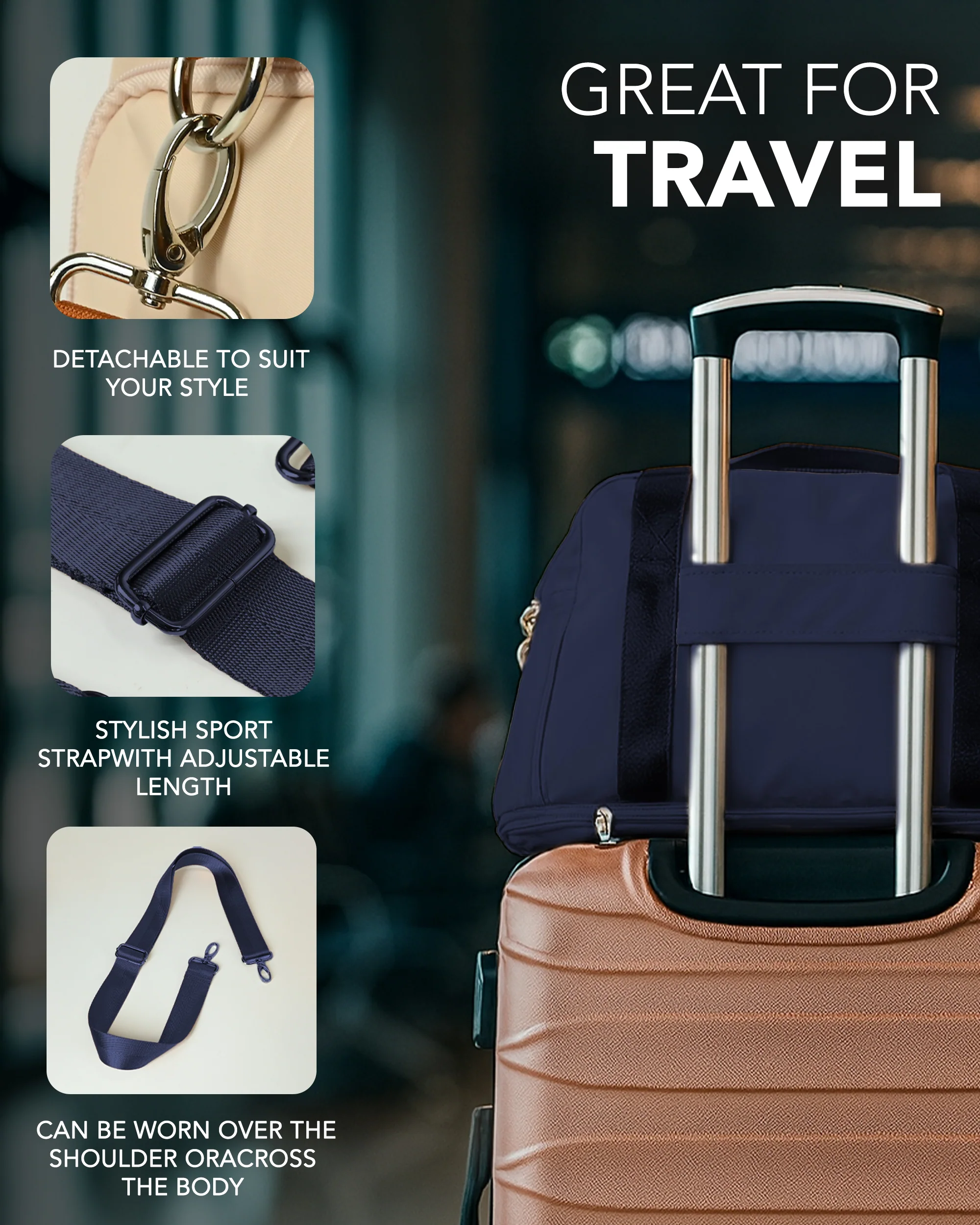 Waterproof Duffle & Toiletry Bag Set - Blue - Image 3