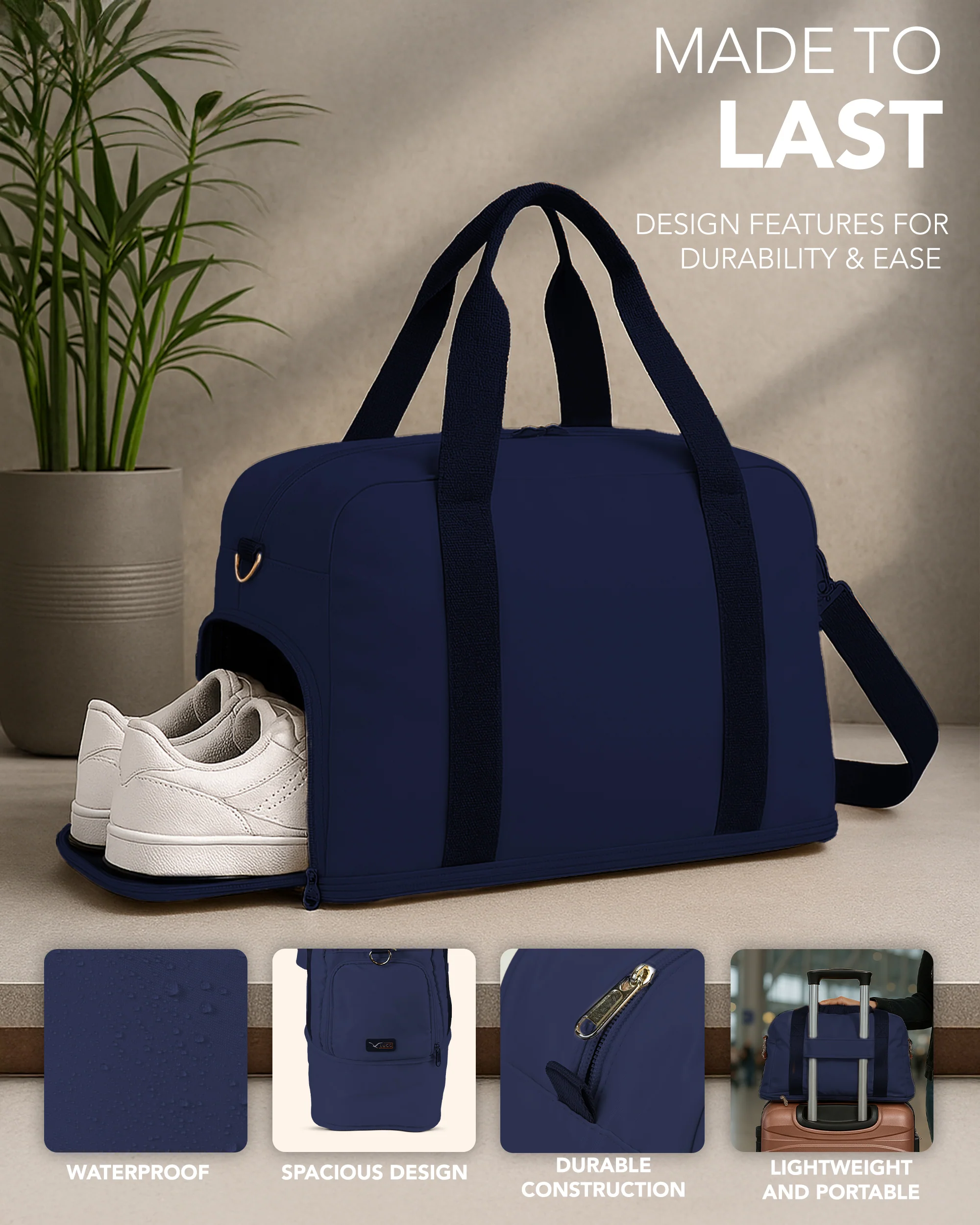 Waterproof Duffle & Toiletry Bag Set - Blue - Image 4