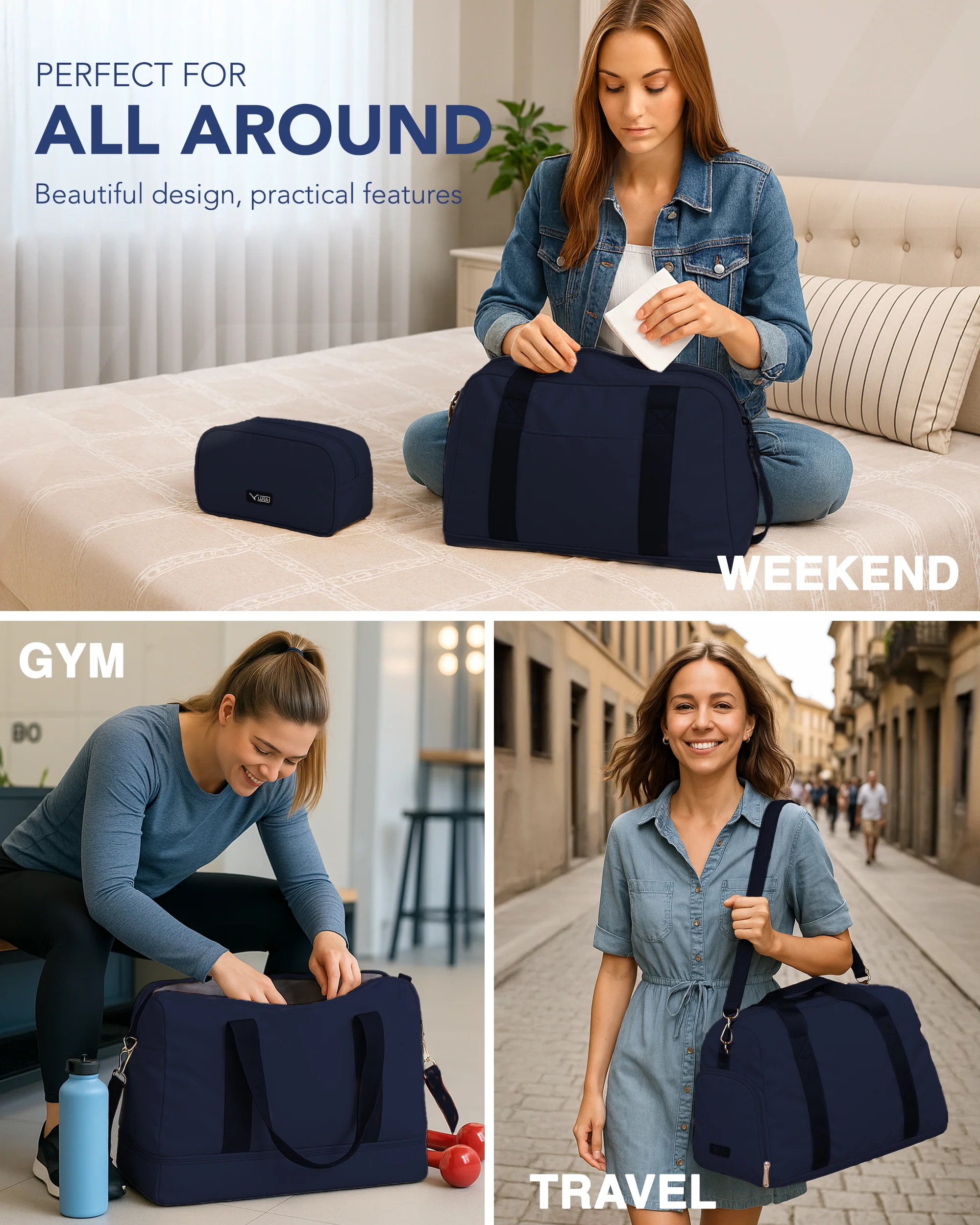 Waterproof Duffle & Toiletry Bag Set - Blue - Image 5