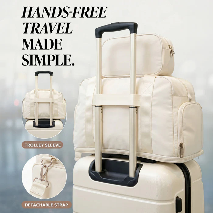 Waterproof Duffle & Toiletry Bag Set - Ivory - Image 3