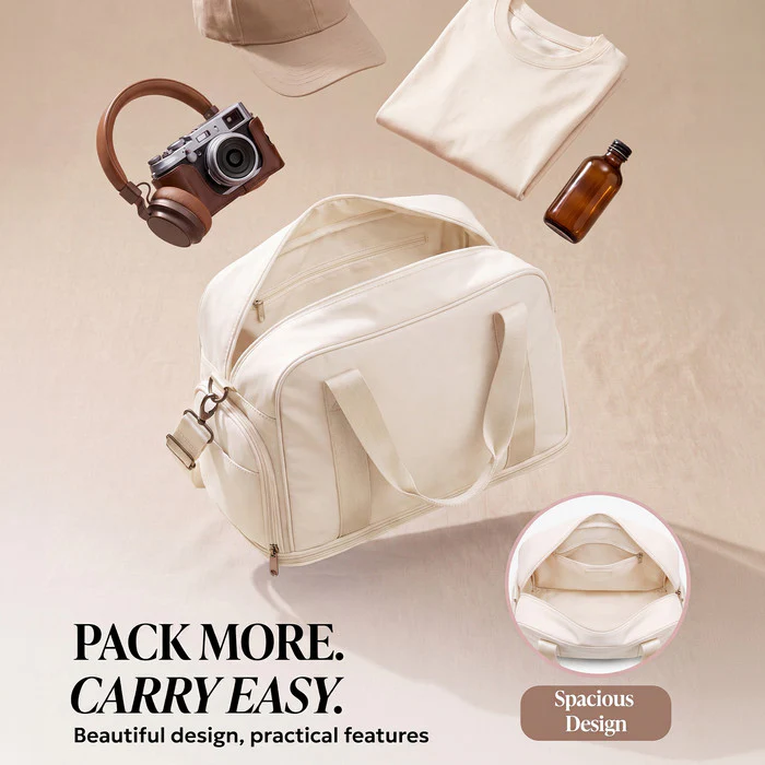 Waterproof Duffle & Toiletry Bag Set - Ivory - Image 7