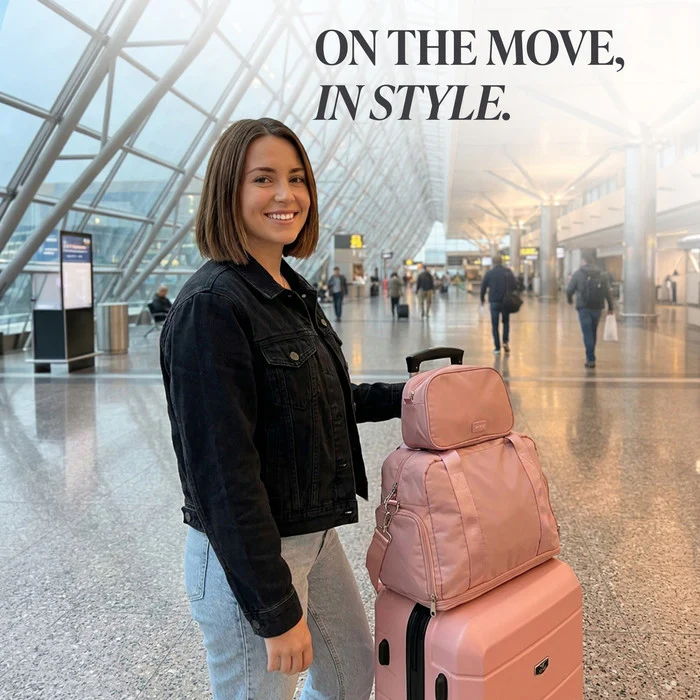 Waterproof Duffle & Toiletry Bag Set - Rose Gold - Image 11