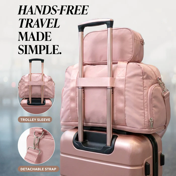 Waterproof Duffle & Toiletry Bag Set - Rose Gold - Image 3