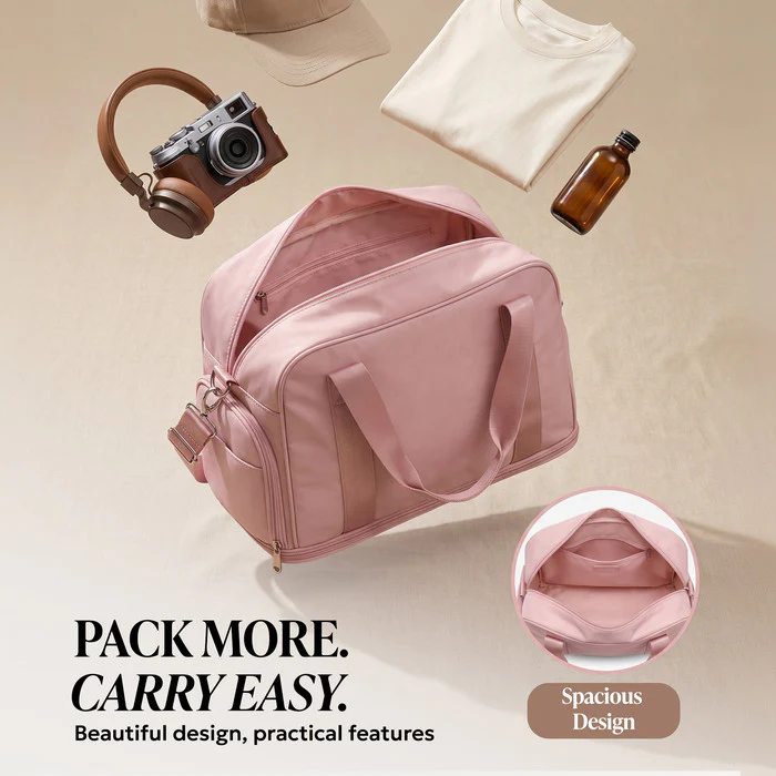 Waterproof Duffle & Toiletry Bag Set - Rose Gold - Image 7
