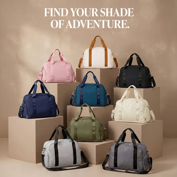 Waterproof Duffle & Toiletry Bag Set - Rose Gold - Image 9