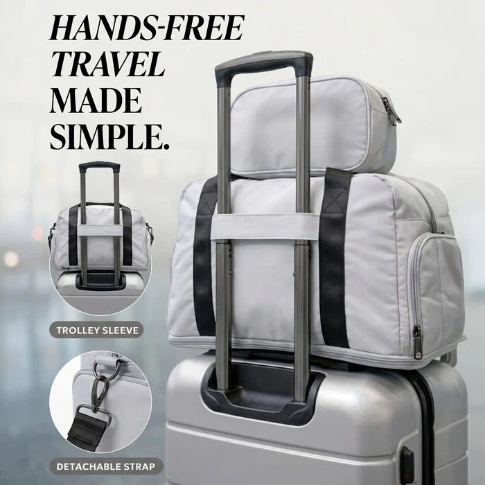 Waterproof Duffle & Toiletry Bag Set - Silver - Image 3