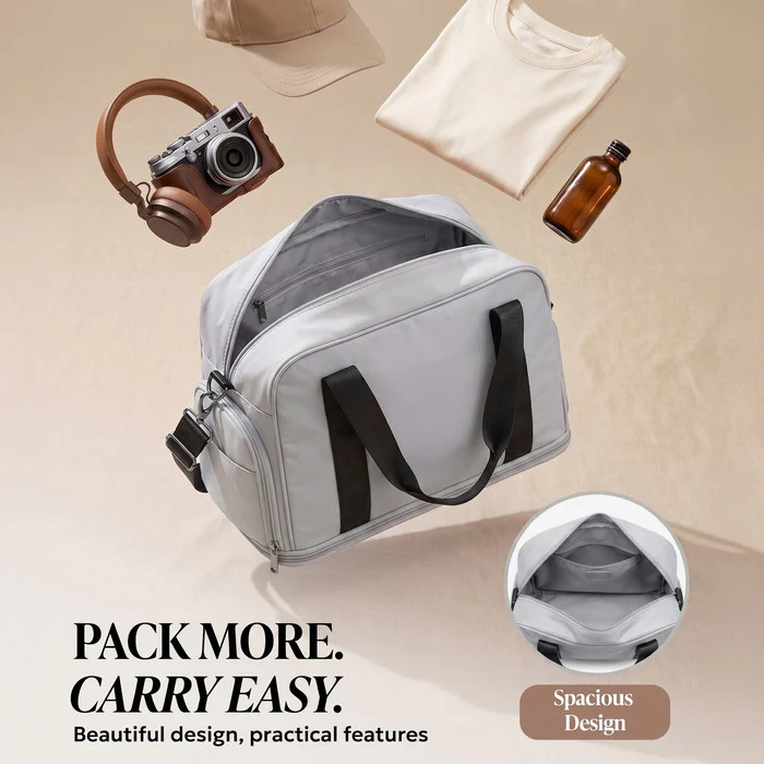Waterproof Duffle & Toiletry Bag Set - Silver - Image 7