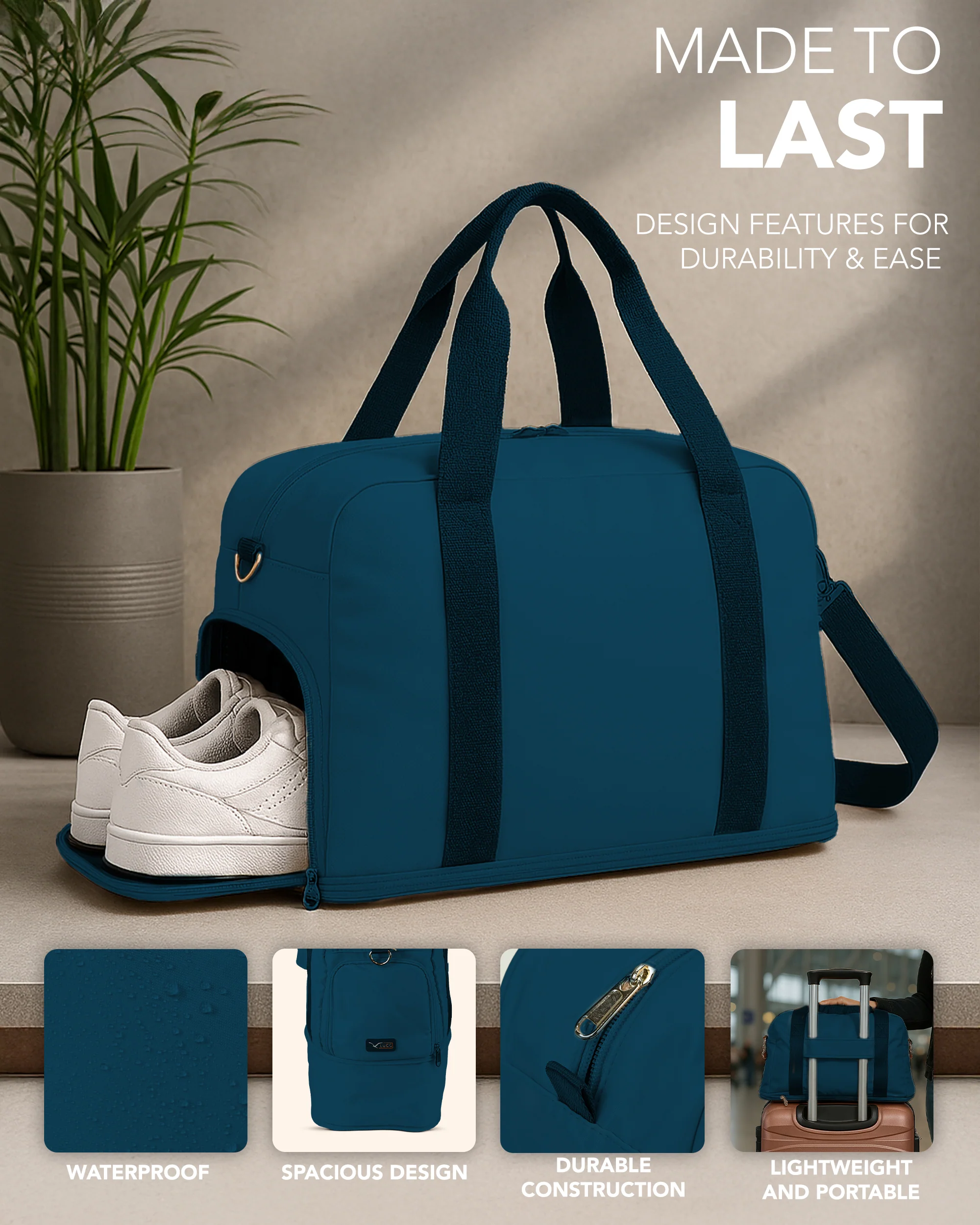 Waterproof Duffle & Toiletry Bag Set - Teal - Image 4