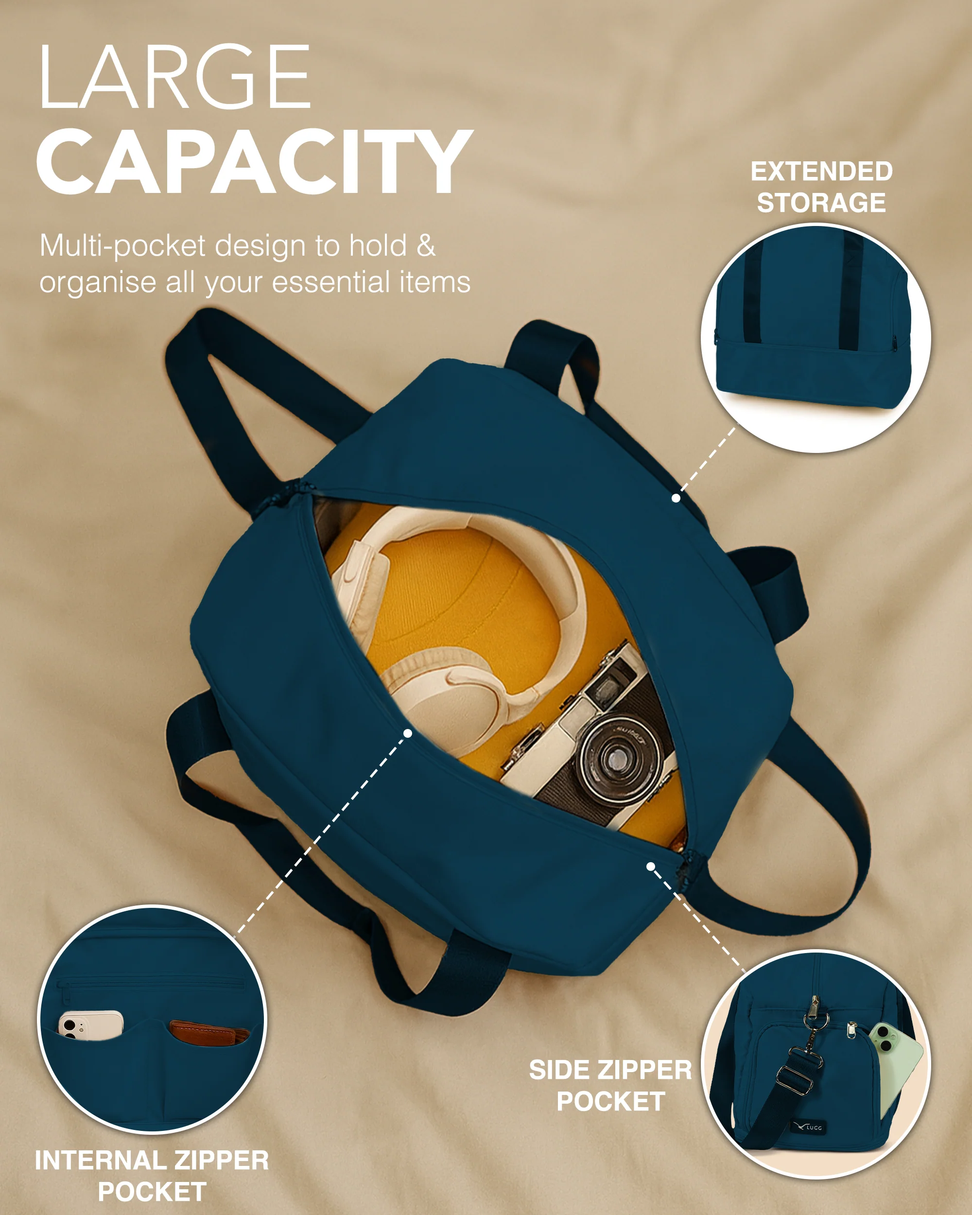 Waterproof Duffle & Toiletry Bag Set - Teal - Image 6