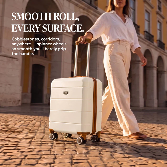 15" Jetset Cabin Bag - Cream & Brown - Image 10