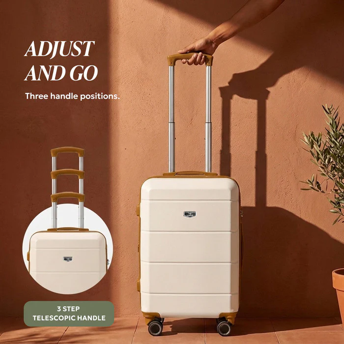 20" Jetset Cabin Suitcase - Cream & Brown - Image 5