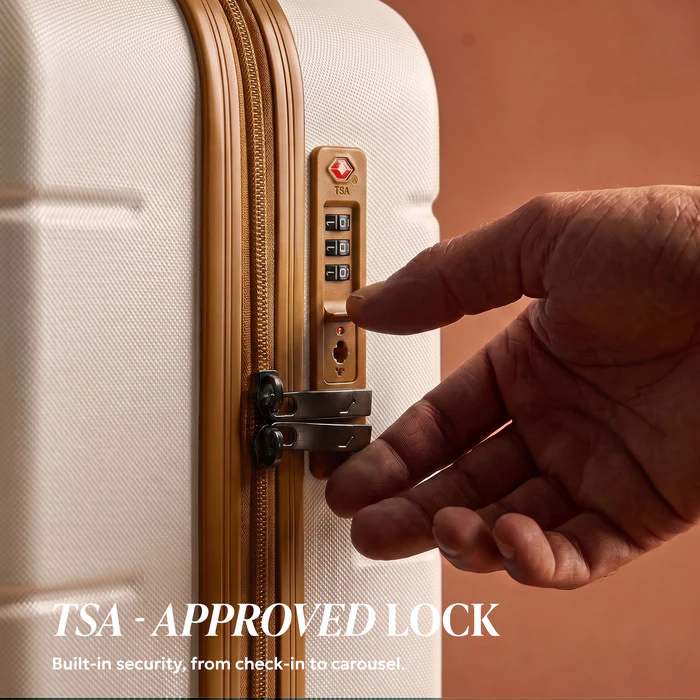 20" Jetset Cabin Suitcase - Cream & Brown - Image 6