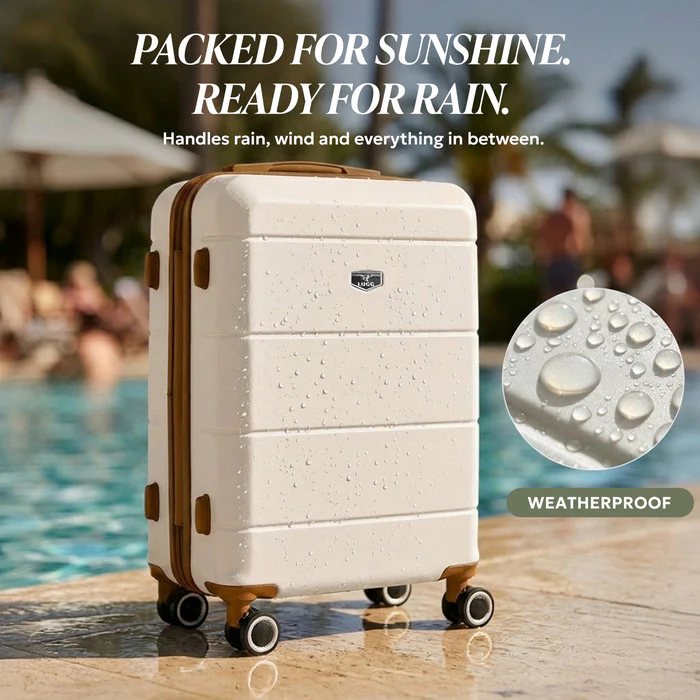 20" Jetset Cabin Suitcase - Cream & Brown - Image 9