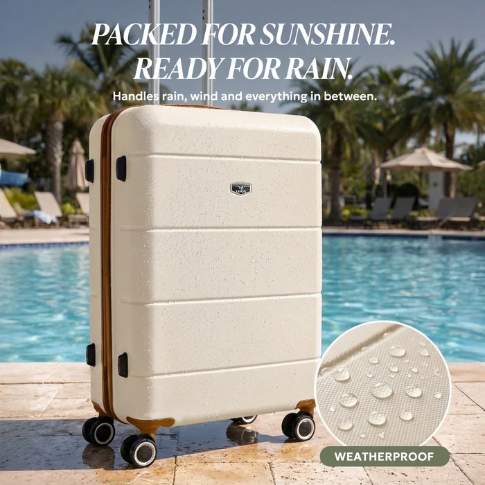 28" Jetset Large Suitcase - Cream & Brown - Image 9