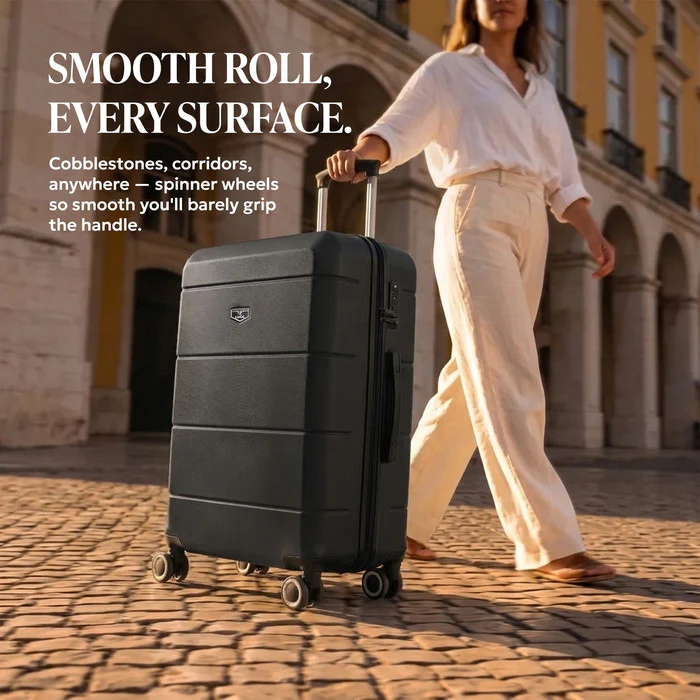 24" Jetset Medium Suitcase - Black - Image 10