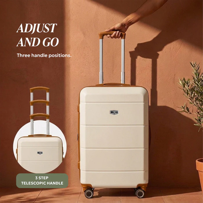 24" Jetset Medium Suitcase - Cream & Brown - Image 5