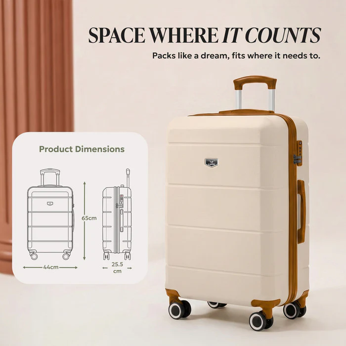 24" Jetset Medium Suitcase - Cream & Brown - Image 8