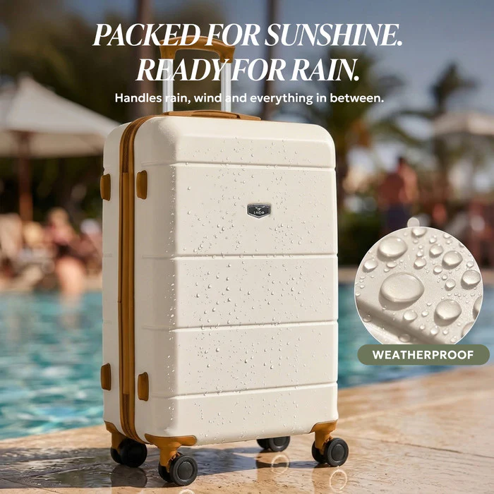 24" Jetset Medium Suitcase - Cream & Brown - Image 9