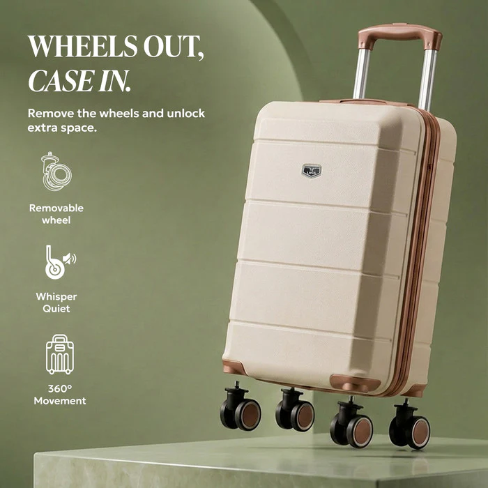40cm Jetset Underseat Cabin Bag - Cream & Brown - Image 8