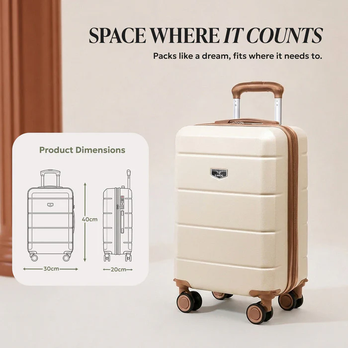 40cm Jetset Underseat Cabin Bag - Cream & Brown - Image 9
