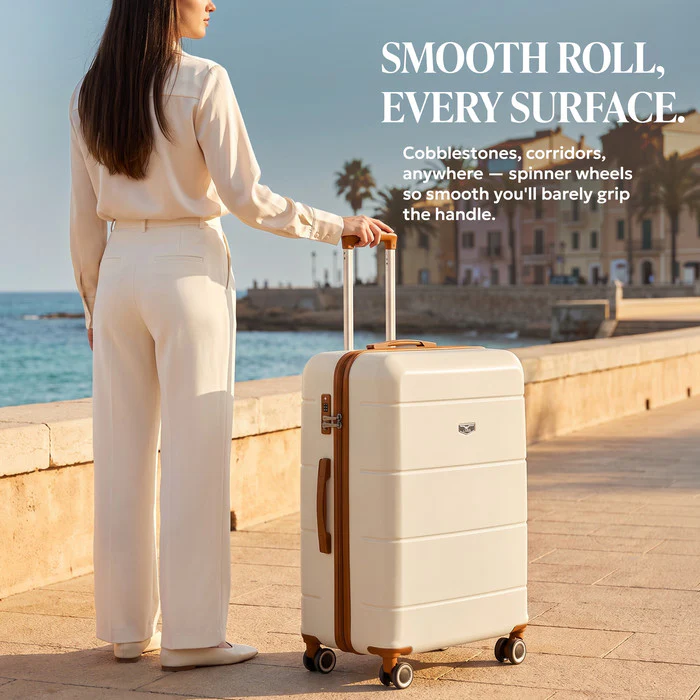 32" Jetset XL Suitcase - Cream & Brown - Image 10
