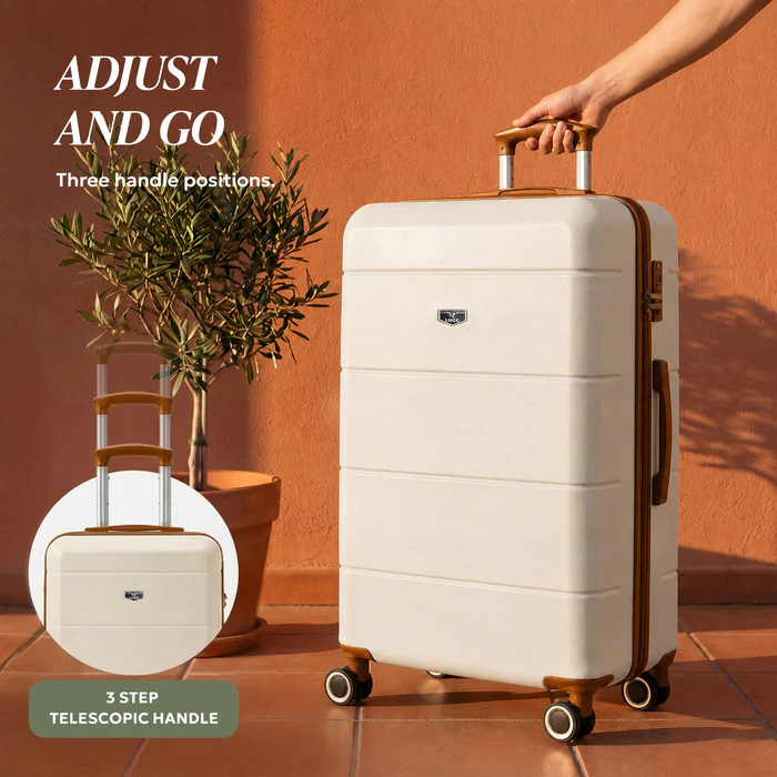 32" Jetset XL Suitcase - Cream & Brown - Image 5