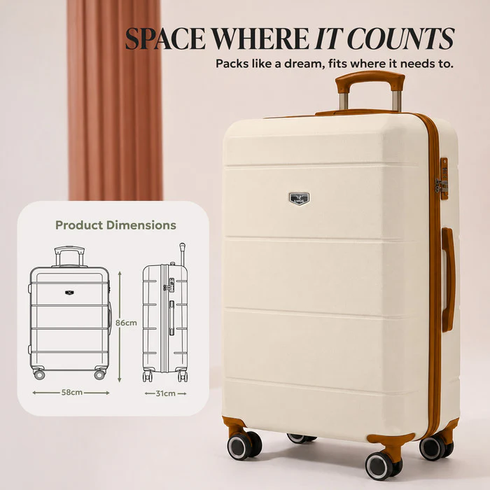 32" Jetset XL Suitcase - Cream & Brown - Image 8
