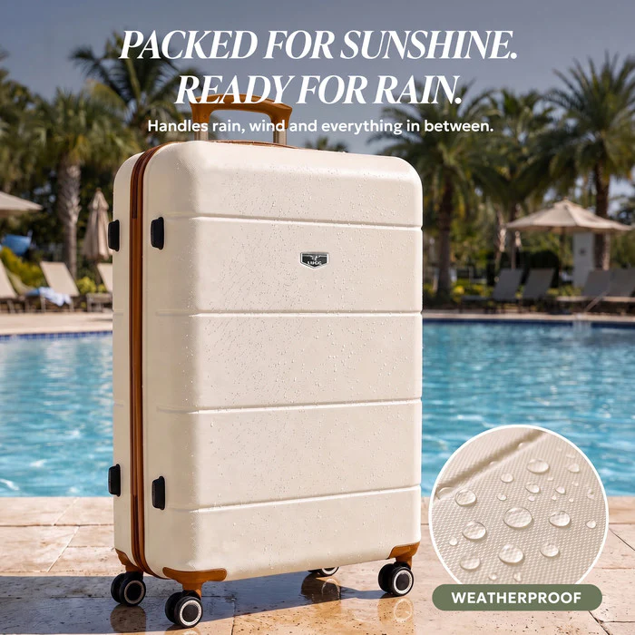 32" Jetset XL Suitcase - Cream & Brown - Image 9