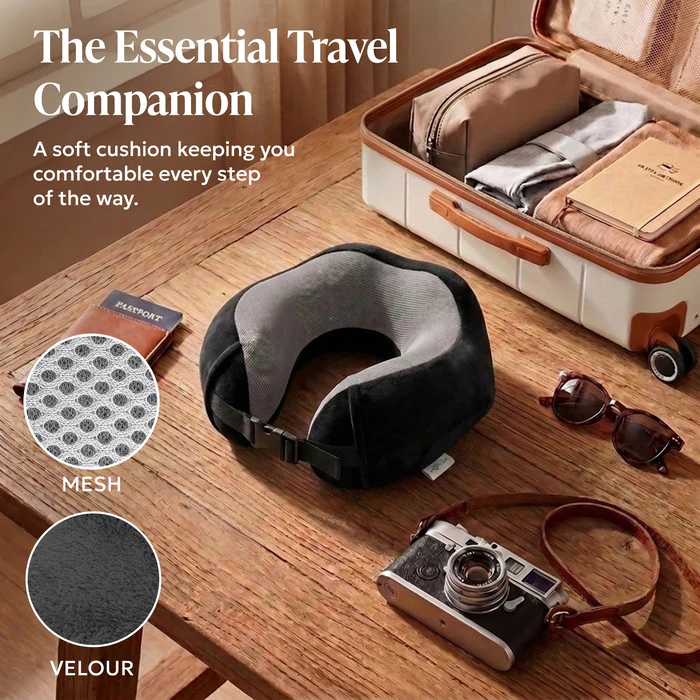 Memory Foam Travel Pillow - Black - Image 8