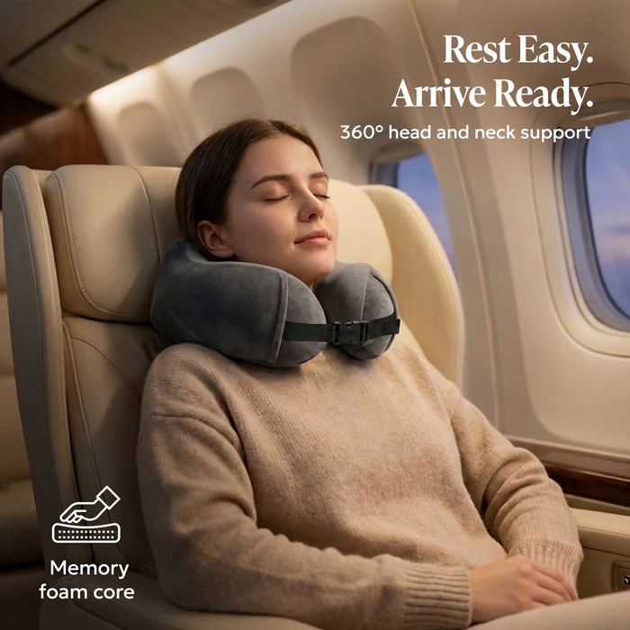 Memory Foam Travel Pillow - Gunmetal - Image 3