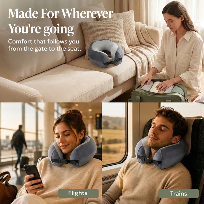 Memory Foam Travel Pillow - Gunmetal - Image 7