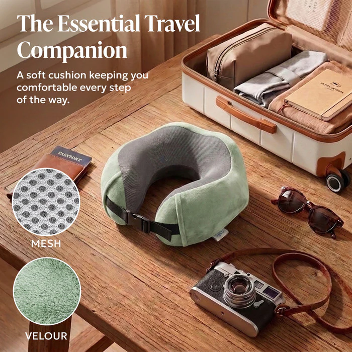 Memory Foam Travel Pillow - Sage Green - Image 8