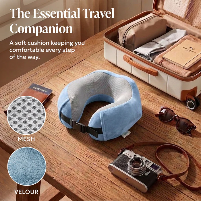 Memory Foam Travel Pillow - Slate Blue - Image 8