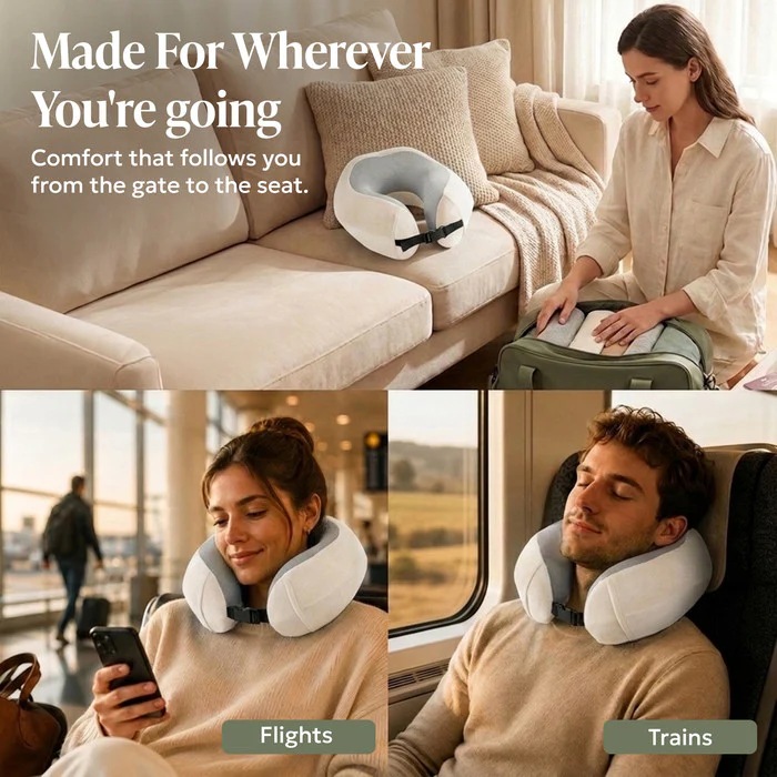 Memory Foam Travel Pillow - Stone - Image 7