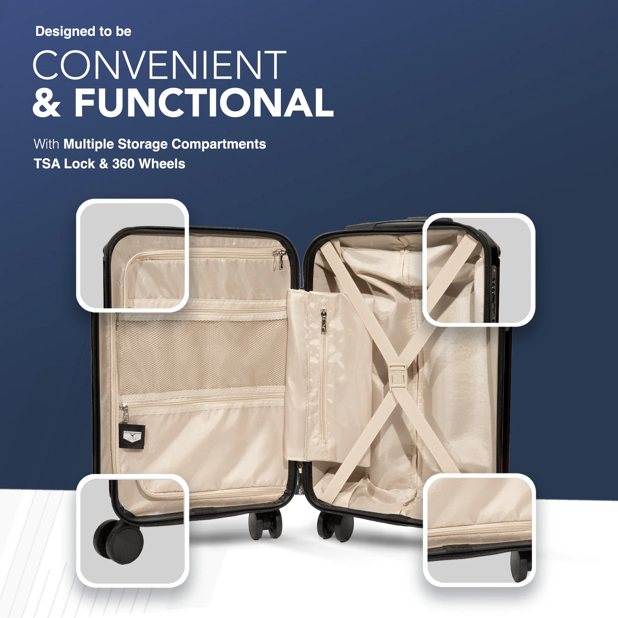 20" Sky Rover Cabin Suitcase - Black - Image 4