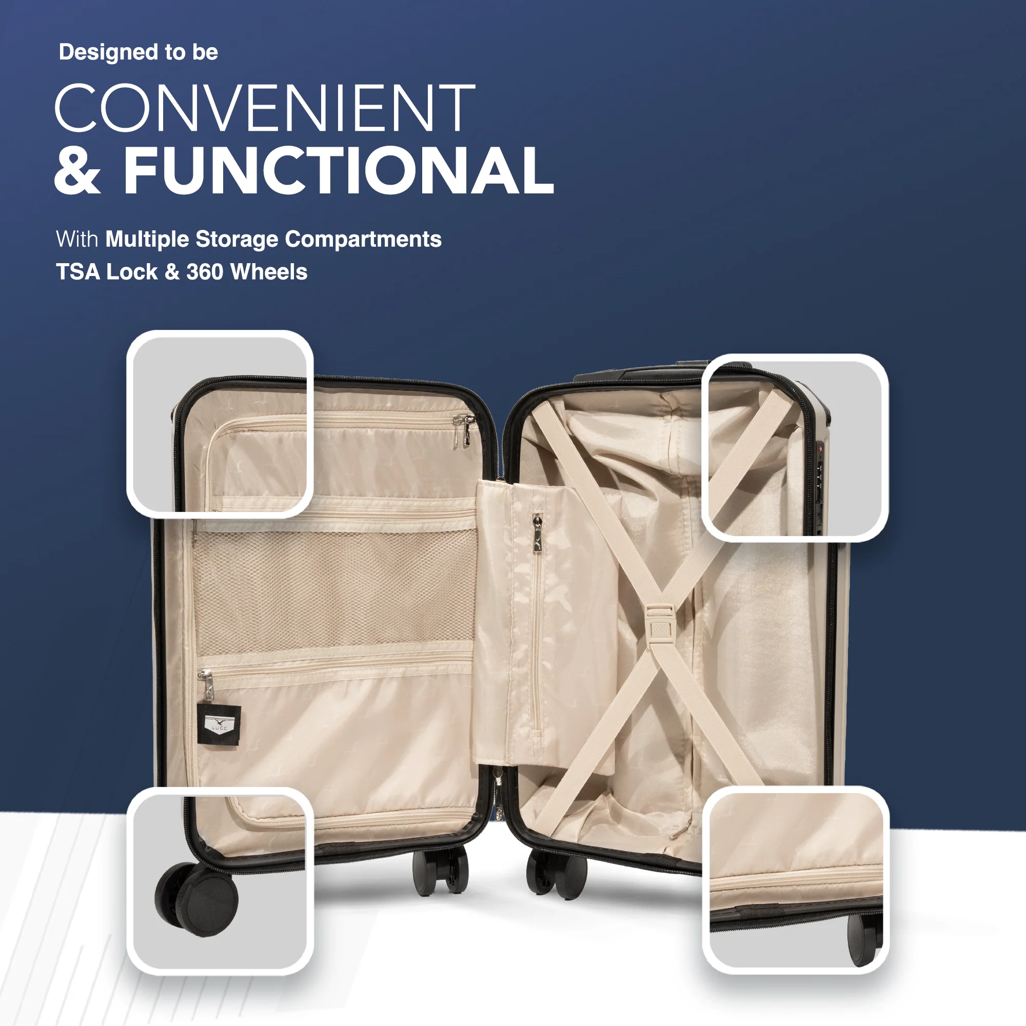 20" Sky Rover Cabin Suitcase - Taupe - Image 3