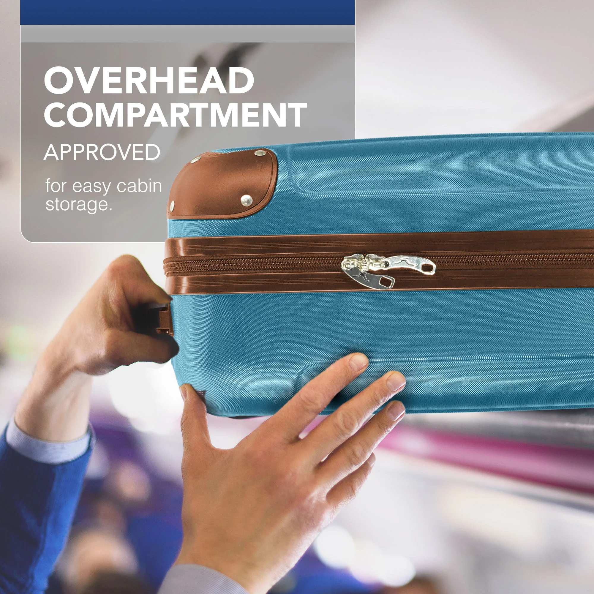 15" Skywander Cabin Bag - Blue & Brown - Image 6