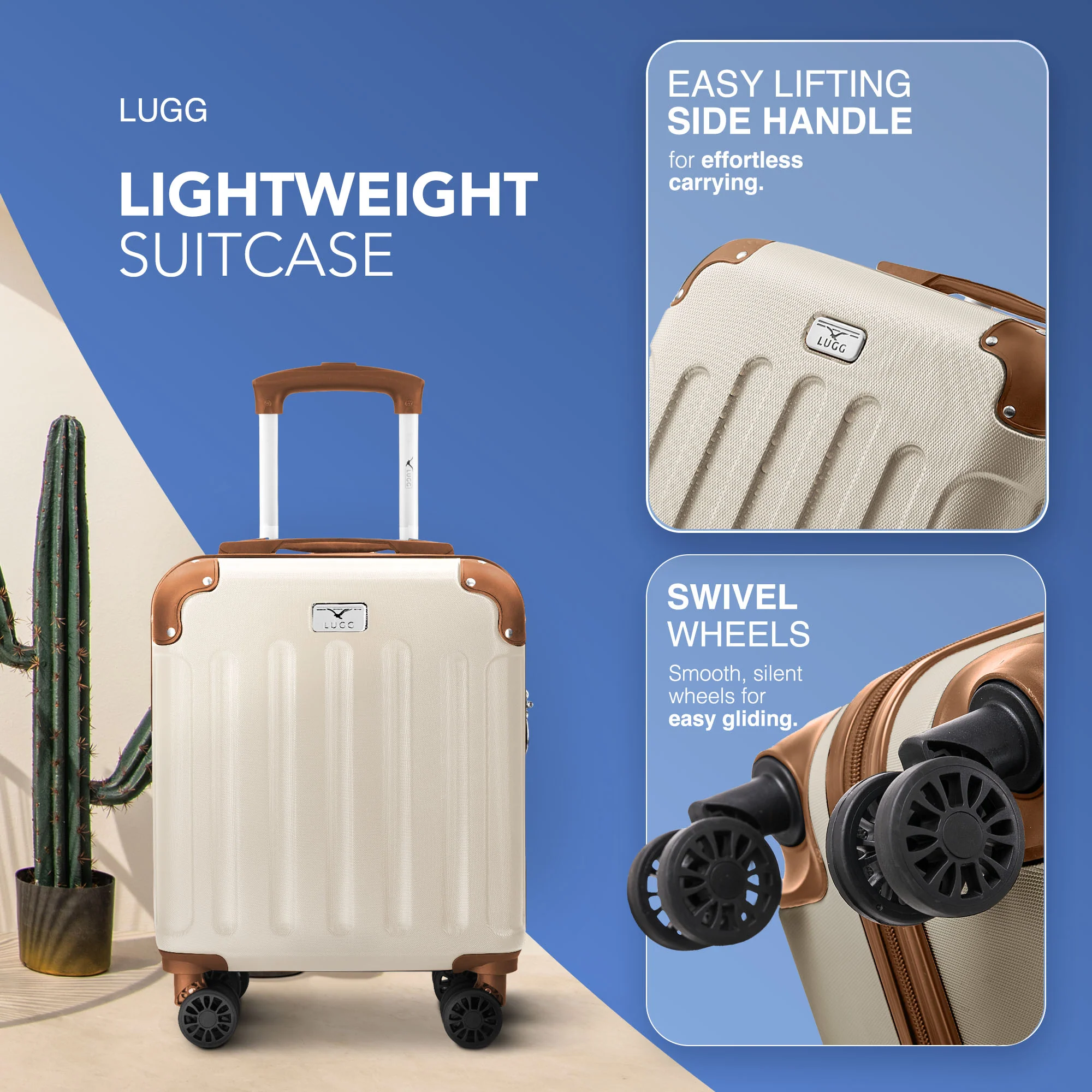 15" Skywander Cabin Bag - Cream & Brown - Image 2