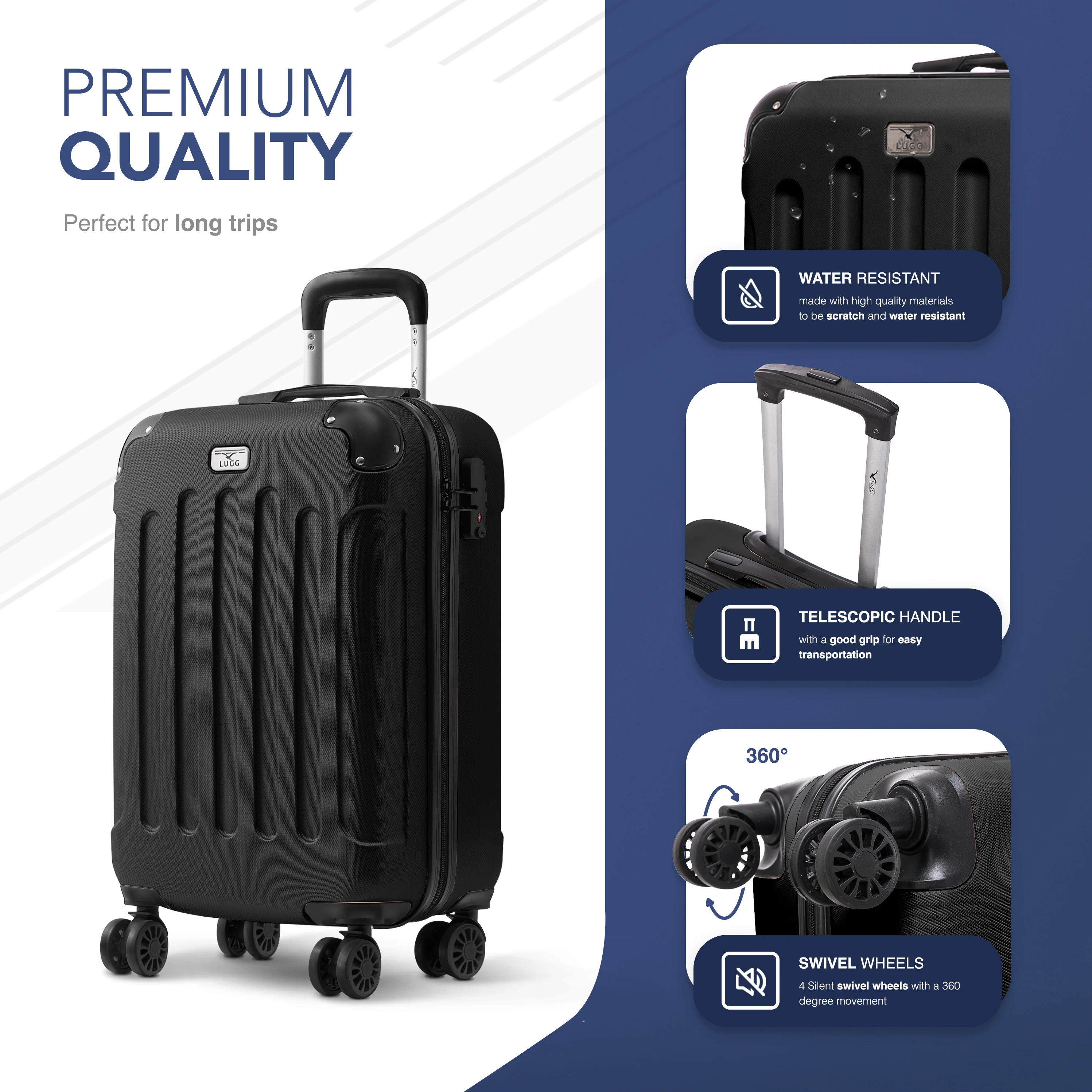 20" Skywander Cabin Suitcase - Black - Image 4