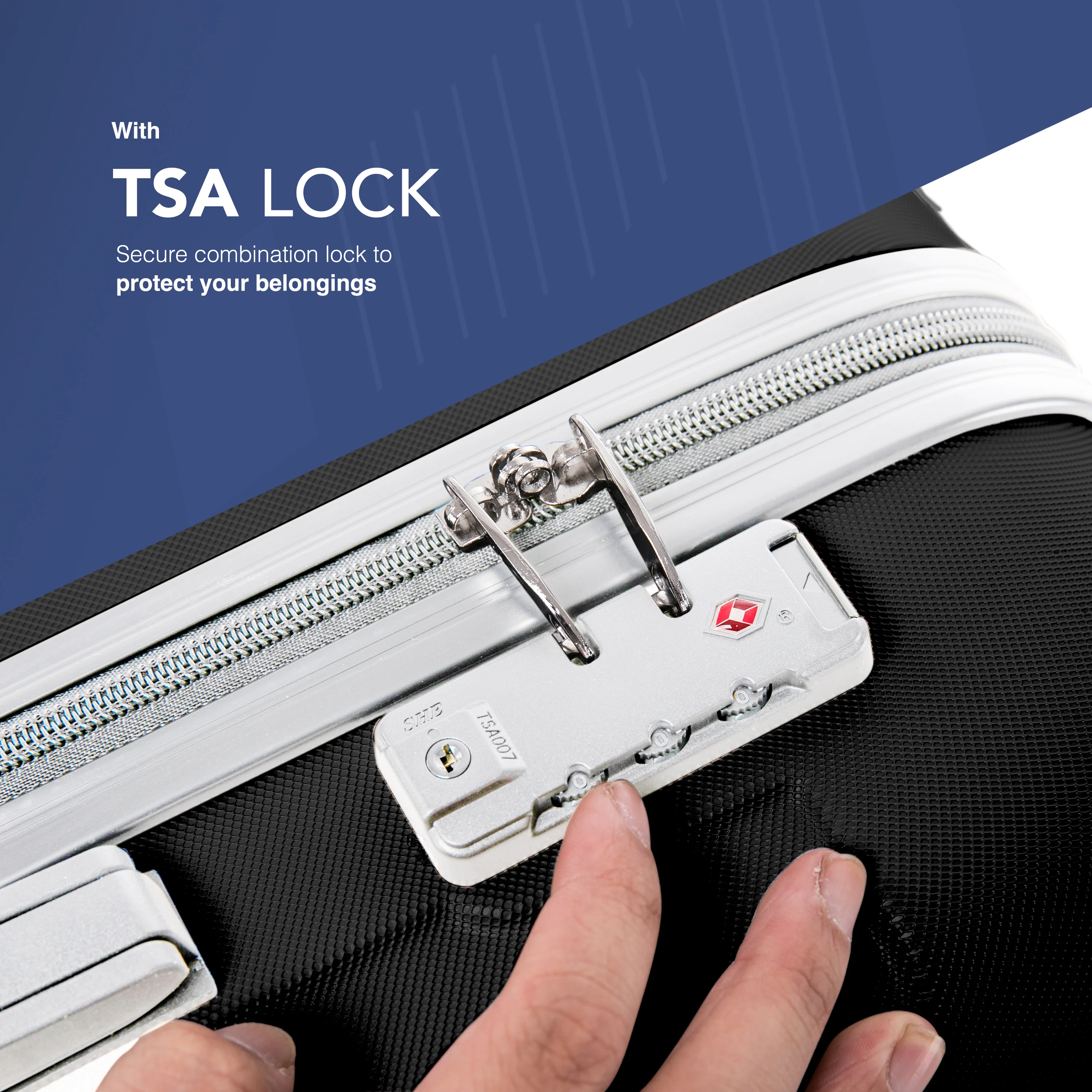 20" Skywander Cabin Suitcase - Black & White - Image 3