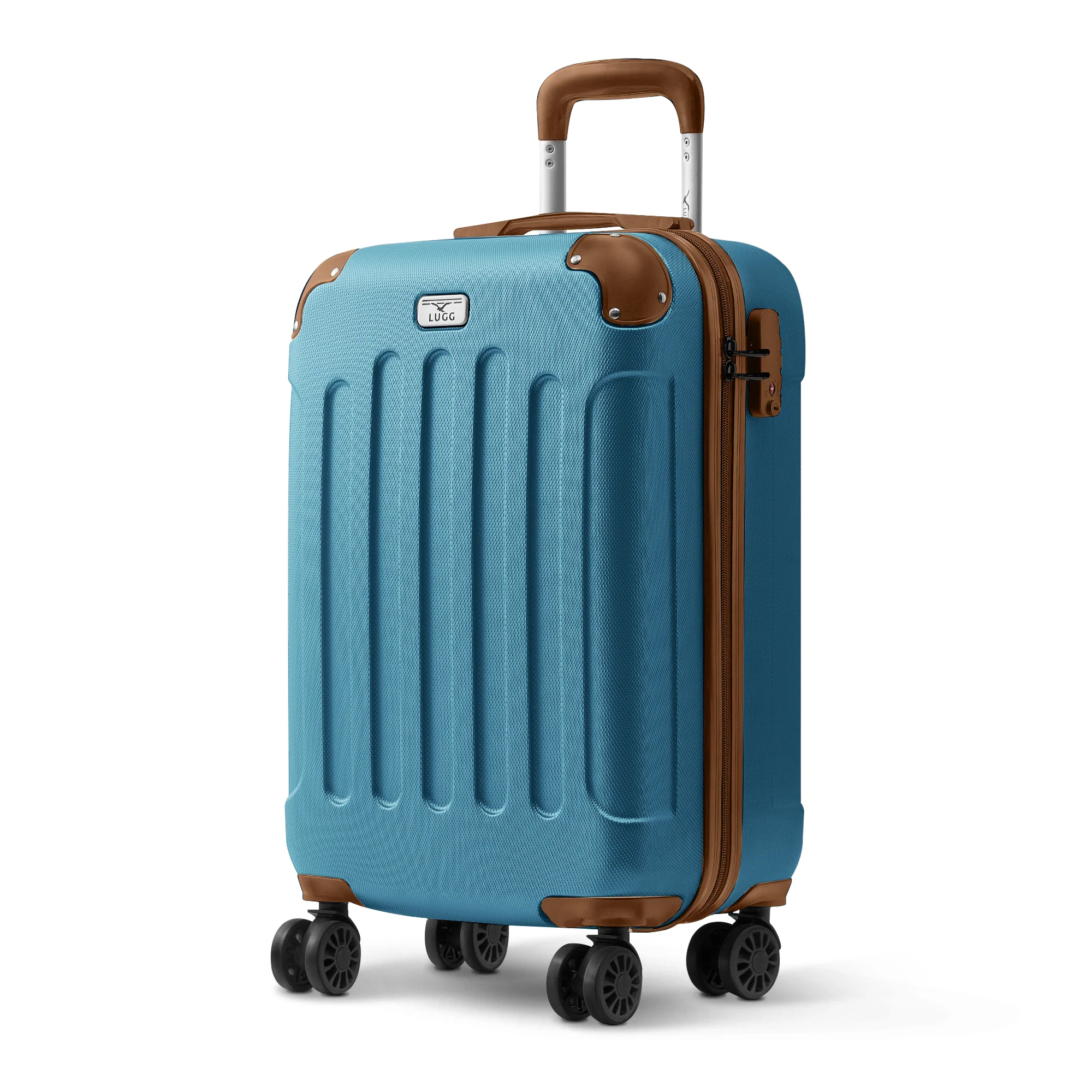 20" Skywander Cabin Suitcase - Blue & Brown