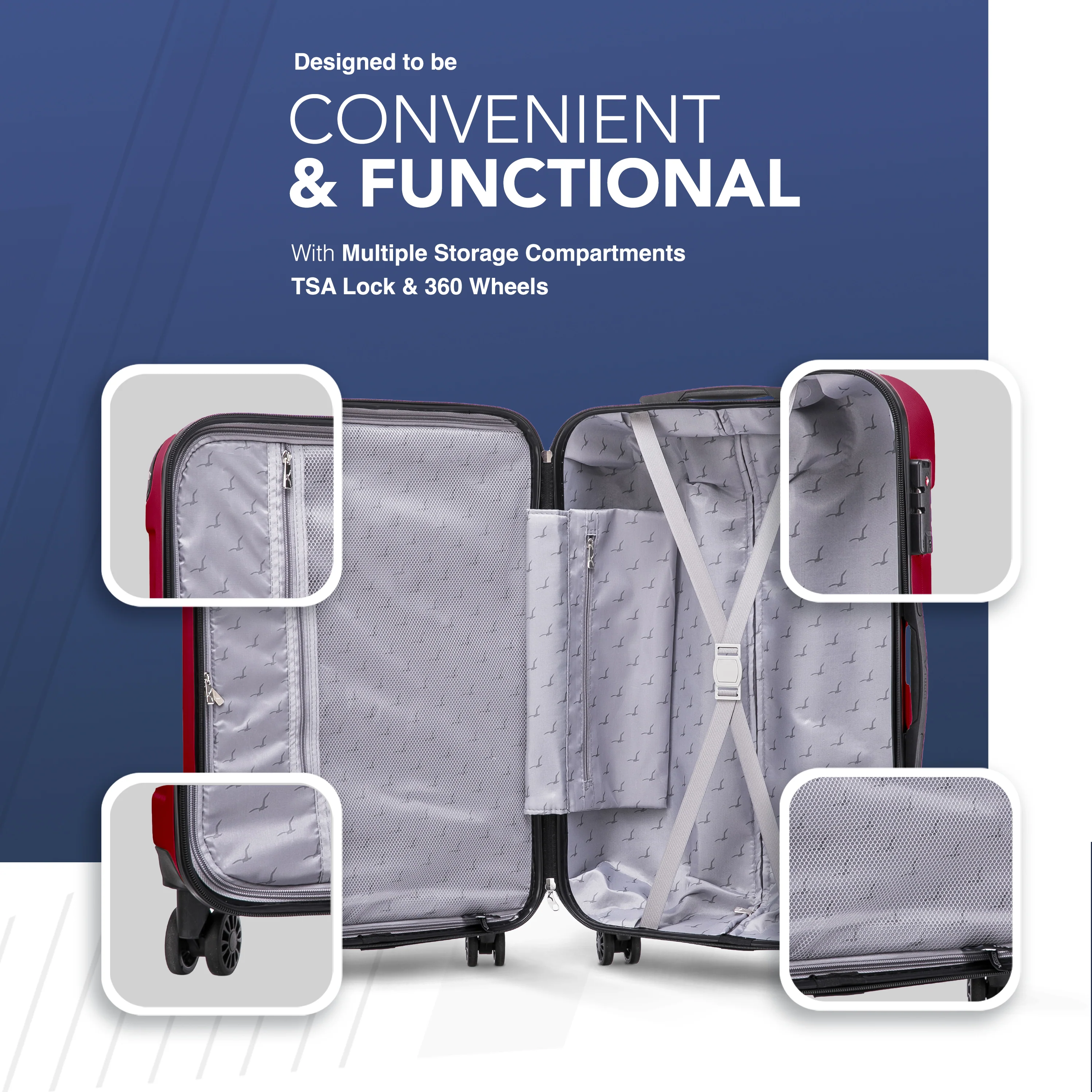 20" Skywander Cabin Suitcase - Burgundy - Image 6