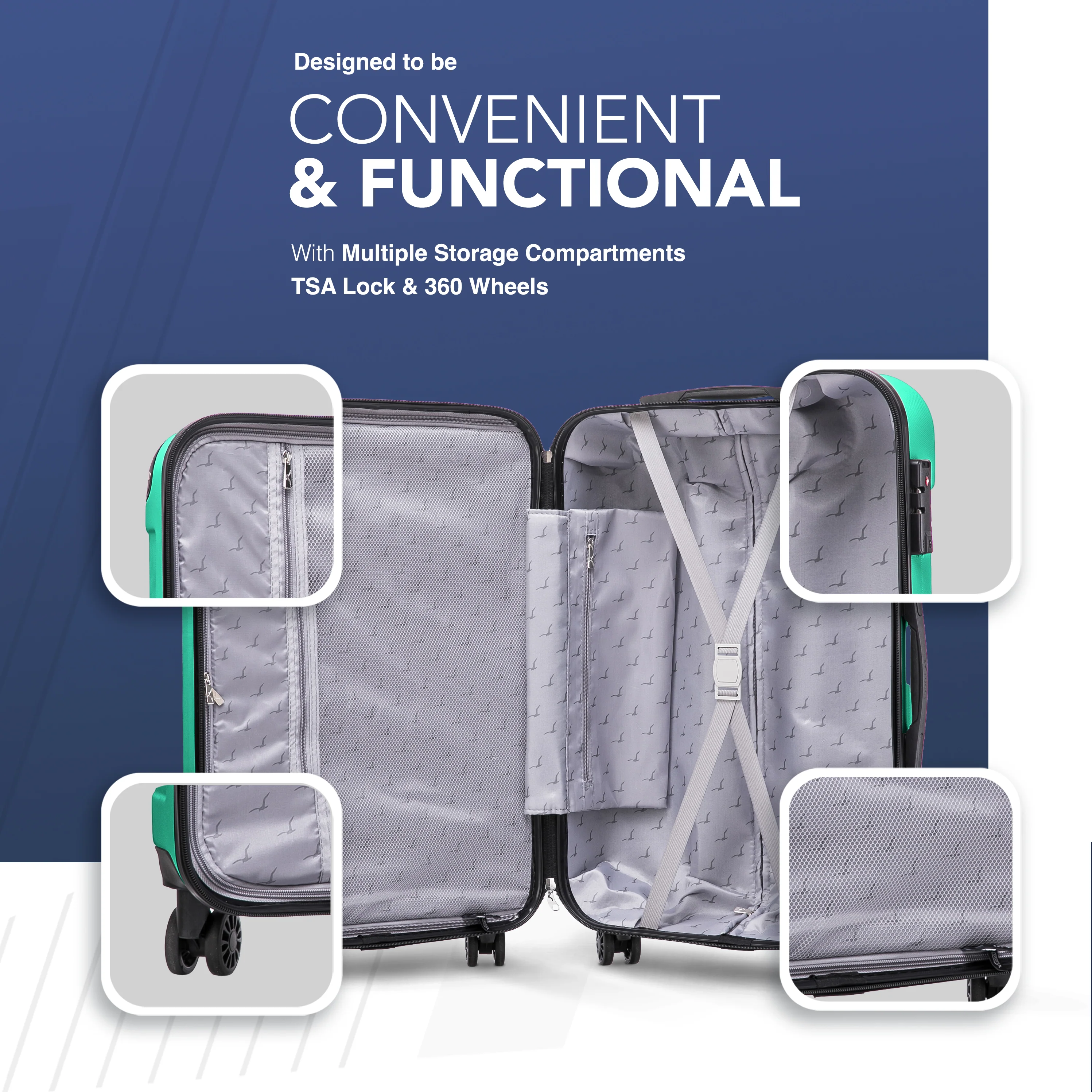20" Skywander Cabin Suitcase - Mint - Image 4